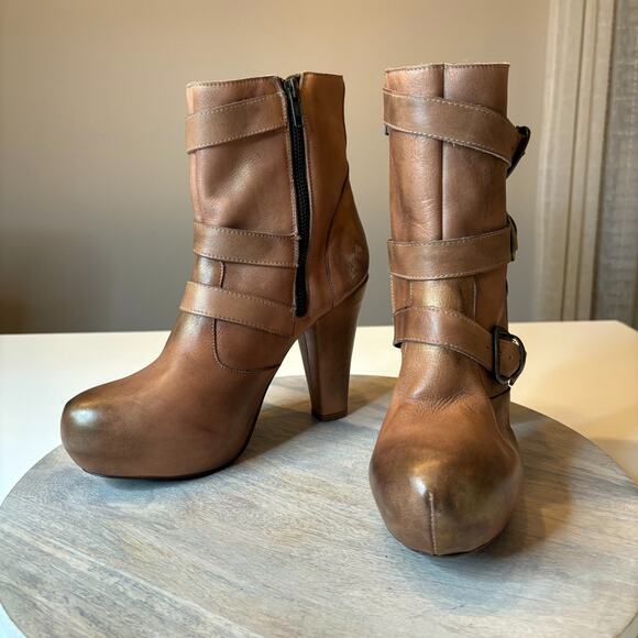 Bed Stu Cobbler Series Brown Leather Distressed Ankle Boots Women's US Size 9 - Picture 3 of 11